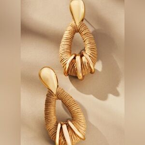 Anthropologie Raffia-Wrapped Hoop Earrings - NWT